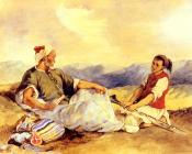 欧仁 德拉克洛瓦 : Two Moroccans Seated In The Countryside